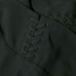 Pre Owned Elisabetta Franchi Black Chiffon and Jersey Lace-Up Detail Top S