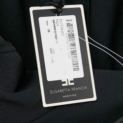 Elisabetta Franchi Black Logo Detail Waist Jersey Trousers S
