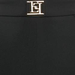 Elisabetta Franchi Black Logo Detail Waist Jersey Trousers S