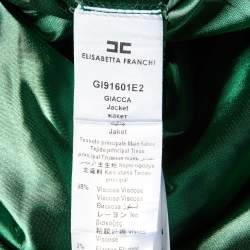 Pre Owned Elisabetta Franchi Navy Blue Striped Button Detail Blazer M