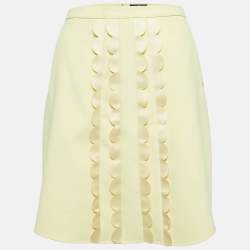 Elisabetta Franchi Yellow Crepe Scallop Detail Mini Skirt M
