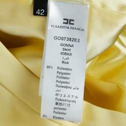 Elisabetta Franchi Yellow Crepe Scallop Detail Mini Skirt M