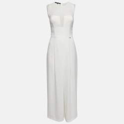 Elisabetta Franchi White Crepe Sleeveless Jumpsuit S