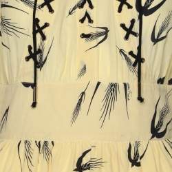 Pre Owned Elisabetta Franchi Yellow Silk Mini Long Sleeve Dress S