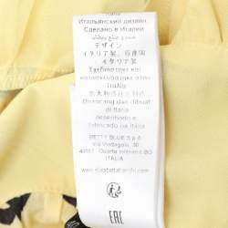 Pre Owned Elisabetta Franchi Yellow Silk Mini Long Sleeve Dress S