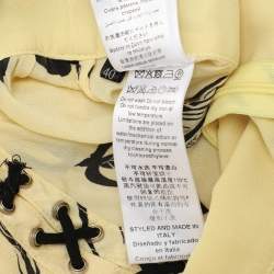 Pre Owned Elisabetta Franchi Yellow Silk Mini Long Sleeve Dress S