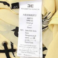 Pre Owned Elisabetta Franchi Yellow Silk Mini Long Sleeve Dress S