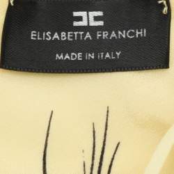 Pre Owned Elisabetta Franchi Yellow Silk Mini Long Sleeve Dress S
