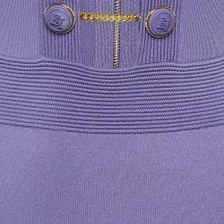 Pre Owned Elisabetta Franchi Lavender Chain Link Stretch Knit Sheath Dress s