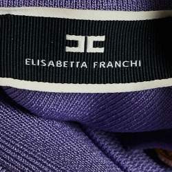 Pre Owned Elisabetta Franchi Lavender Chain Link Stretch Knit Sheath Dress s