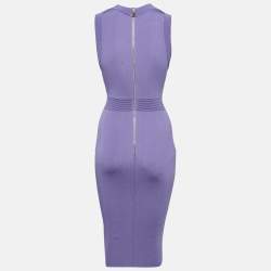Pre Owned Elisabetta Franchi Lavender Chain Link Stretch Knit Sheath Dress s