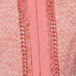 Elisabetta Franchi Pink Tweed and Crepe Chain Detail Jacket M