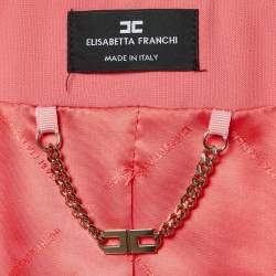 Elisabetta Franchi Pink Tweed and Crepe Chain Detail Jacket M