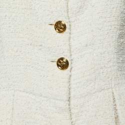 Elisabetta Franchi White Tweed Short Sleeve Peplum Jacket M
