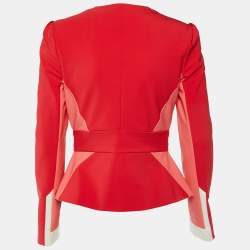Elisabetta Franchi Red Crepe Paneled Peplum Jacket M