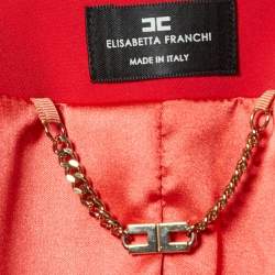 Elisabetta Franchi Red Crepe Paneled Peplum Jacket M