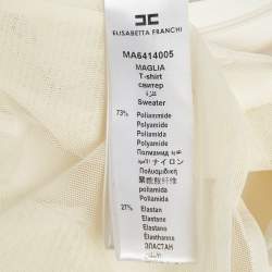 Elisabetta Franchi White Crepe and Mesh Crop Top L
