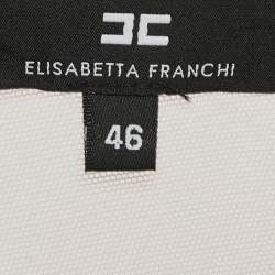 Elisabetta Franchi White Crepe and Mesh Crop Top L