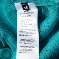 Pre Owned Elisabetta Franchi Blue Sequin Tulle Draped Midi Dress L