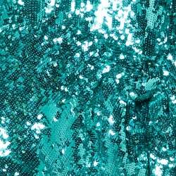 Pre Owned Elisabetta Franchi Blue Sequin Tulle Draped Midi Dress L