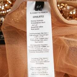 Pre Owned Elisabetta Franchi Beige Sequin Embellished Tulle Midi Skirt M