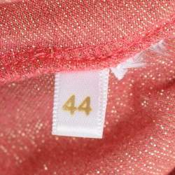 Pre Owned Elisabetta Franchi Coral Pink Knitted Fabric Belted Maxi Dress M