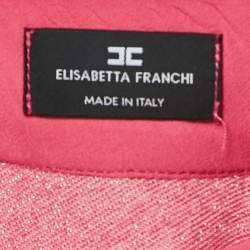Elisabetta Franchi Pink Lurex Knit and Crepe Bodysuit S