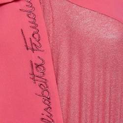 Elisabetta Franchi Pink Lurex Knit and Crepe Bodysuit S