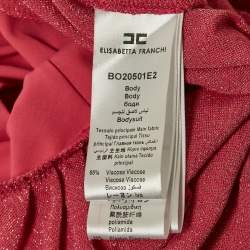 Elisabetta Franchi Pink Lurex Knit and Crepe Bodysuit S