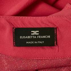 Elisabetta Franchi Pink Lurex Knit and Crepe Bodysuit S