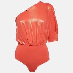 Elisabetta Franchi Lamé and Jersey One Shoulder Bodysuit S