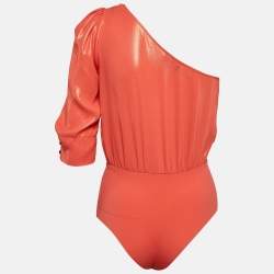 Elisabetta Franchi Lamé and Jersey One Shoulder Bodysuit S