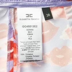 Pre Owned Elisabetta Franchi Lavender/Red Lips Print Synthetic Belted Mini Skirt S