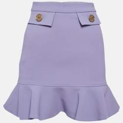 Elisabetta Franchi Purple Georgette Flounce Mini Skirt S