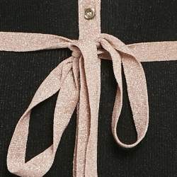 Pre Owned Elisabetta Franchi Black Lurex Rib Knit Belted Midi Dress M