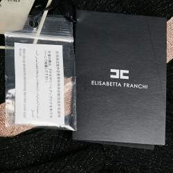 Pre Owned Elisabetta Franchi Black Lurex Rib Knit Belted Midi Dress M