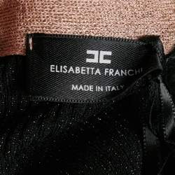 Pre Owned Elisabetta Franchi Black Lurex Rib Knit Belted Midi Dress M