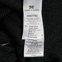 Pre Owned Elisabetta Franchi Black Lurex Rib Knit Belted Midi Dress M