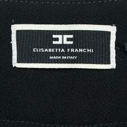 Elisabetta Franchi Black Crepe Pleated Chain Detail Trousers S