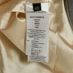 Elisabetta Franchi Grey Wool Blend Button Detail Mini Skirt S