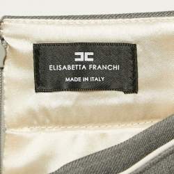 Elisabetta Franchi Grey Wool Blend Button Detail Mini Skirt S