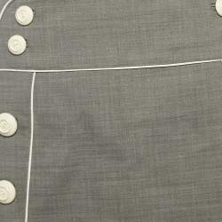 Elisabetta Franchi Grey Wool Blend Button Detail Mini Skirt S