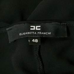 Pre Owned Elisabetta Franchi Black Crepe Maxi Slip Dress L