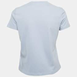 Pre Owned Elisabetta Franchi Lavender Logo Plaque Jersey T-Shirt S
