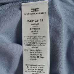 Pre Owned Elisabetta Franchi Lavender Logo Plaque Jersey T-Shirt S