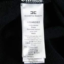 Pre Owned Elisabetta Franchi Black Logo Embossed Cotton Blend Knit Mini Dress S