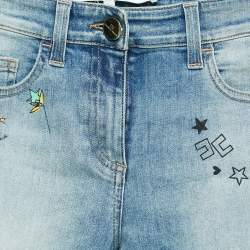 Pre Owned Elisabetta Franchi Doddle Art Print Denim Skin Fit Jeans S Waist 27"