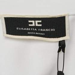 Pre Owned Elisabetta Franchi White Poplin Sash Belt Double Breasted Blouse S