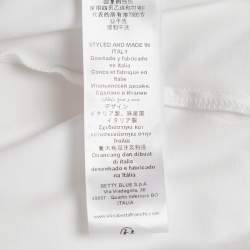 Pre Owned Elisabetta Franchi White Poplin Sash Belt Double Breasted Blouse S