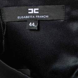 Elisabetta Franchi Black Satin Chain Detail Pleated Mini Skirt M